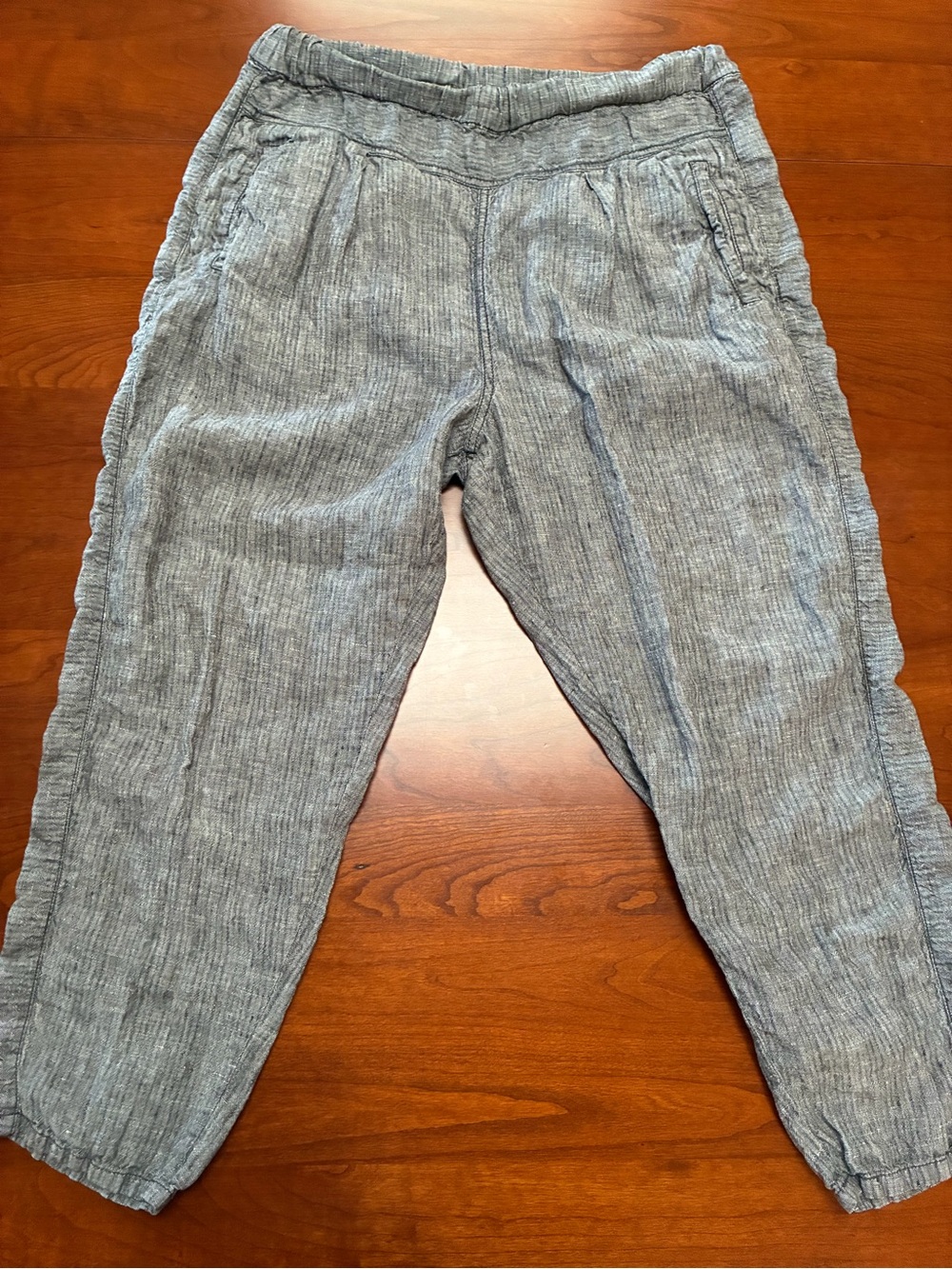 Hei Hei Anthropologie Gray Linen Blend Pull-On Crop Pants Size M